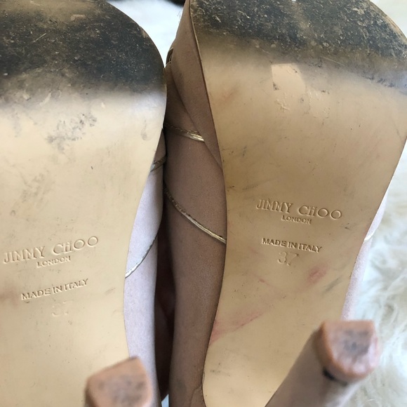 👠Women’s Jimmy Choo Kilda Gold Peep Platforms 👠 - Picture 5 of 5